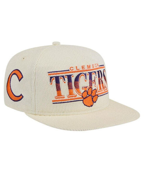 Кепка мужская с козырьком на кнопке из вельвета New Era Clemson Tigers Throwback Golfer Cream