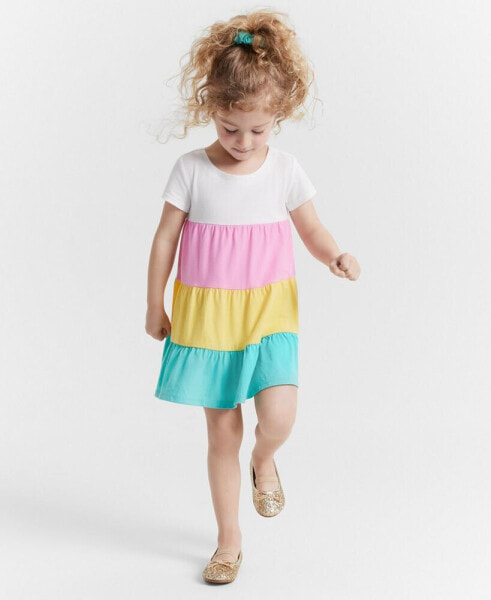 Toddler Girls Colorblocked Tiered Dress with Scrunchie, Created for Macy's