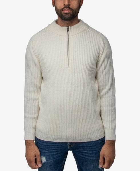 Men's Ribbed Mock Neck Quarter-Zip Sweater