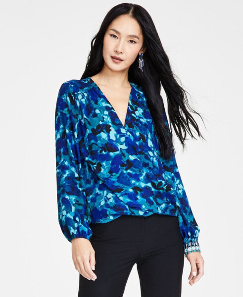 Women's Printed Surplice Top, Created for Macy's