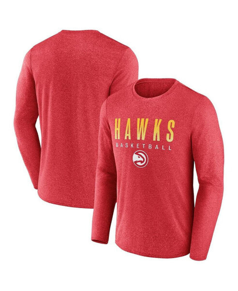 Men's Heathered Red Atlanta Hawks Where Legends Play Iconic Practice Long Sleeve T-shirt