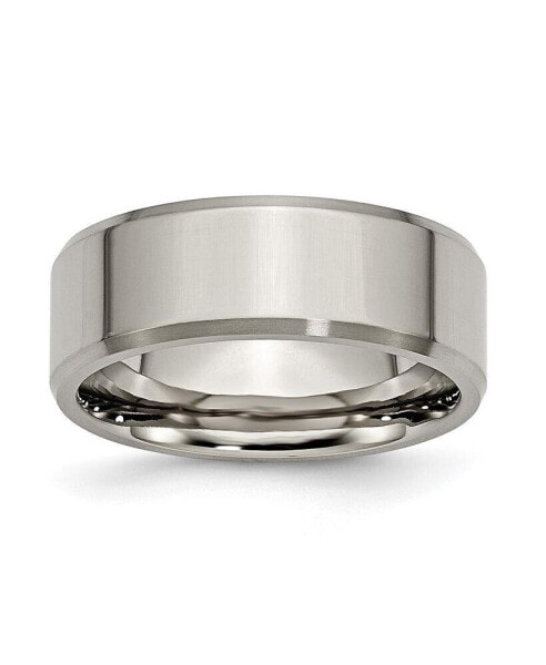 Titanium Brushed Beveled Edge Wedding Band Ring