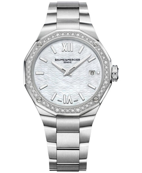 Women's Swiss Riviera Diamond (1/5 ct. t.w.) Stainless Steel Steel Bracelet Watch 36mm