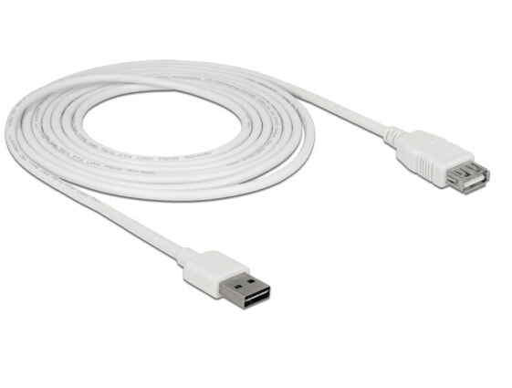Delock 85201 - 3 m - USB A - USB A - USB 2.0 - Male/Female - White