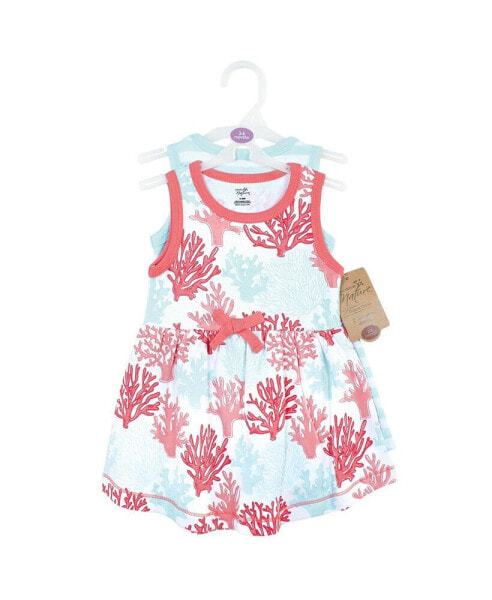 Toddler Girls Organic Cotton Sleeveless Dresses, Coral Reef