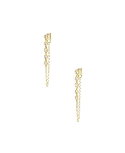 Crystal Gold-Plated Chain Dangle Earrings