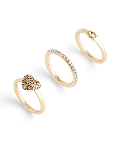 Faux Stone Signature Quilted Heart Ring Set