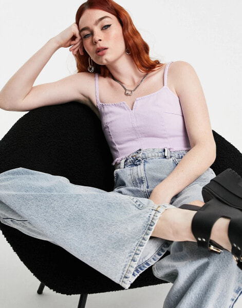 Topshop Notch Top in Lilac wash