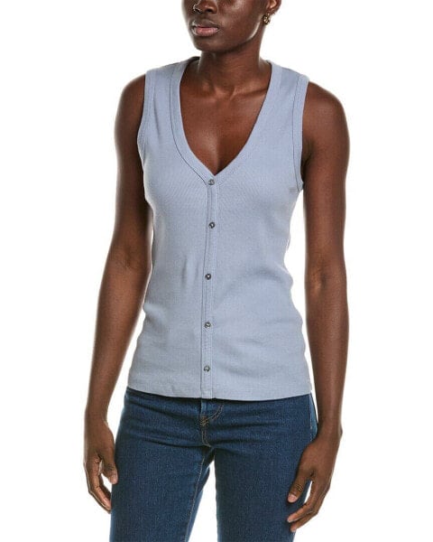 James Perse Sleeveless Rib Vest Women's Blue 2