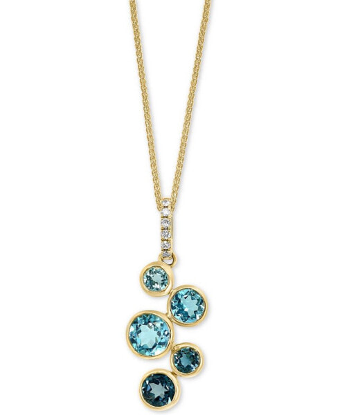 London Blue Topaz (1-3/8 ct. t.w.) & Diamond (1/20 ct. t.w.) 18" Pendant Necklace in 14k Gold