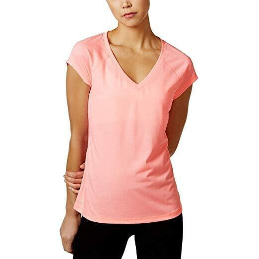 Ideology Women's Heathered Short Sleeve V Neck Tee Juicy Melon XS