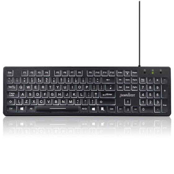 Perixx 11566 - Full-size (100%) - USB - Membrane - QWERTY - LED - Black