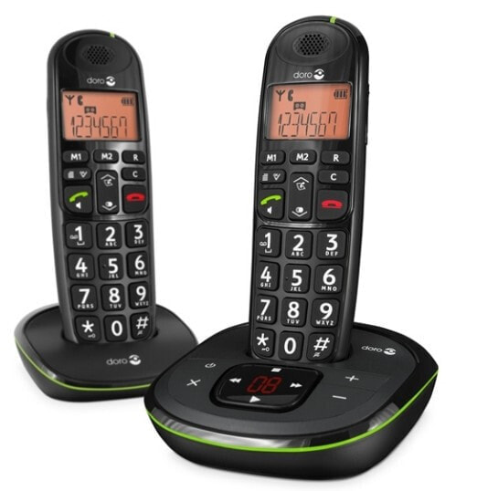 Doro PhoneEasy 105wr Duo - DECT telephone - Speakerphone - 20 entries - Caller ID - Black