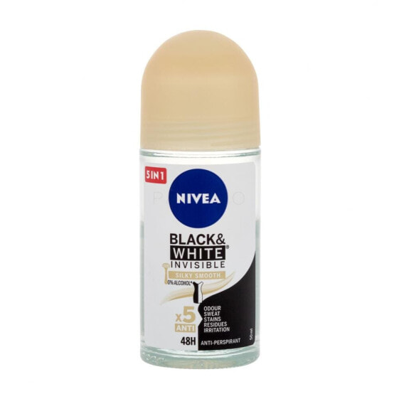 Nivea Black & White Invisible Silky Smooth 48h 50 ml antiperspirant Roll-on für Frauen