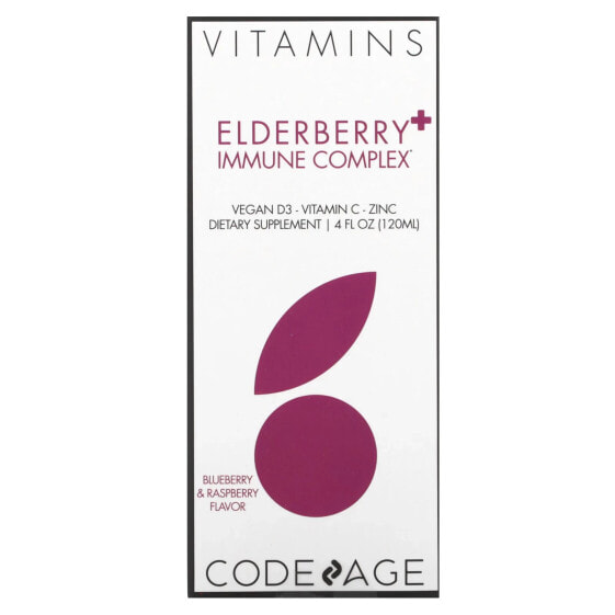 Codeage, Vitamins, бузина и иммунный комплекс, голубика и малина, 120 мл (4 жидк. Унции)