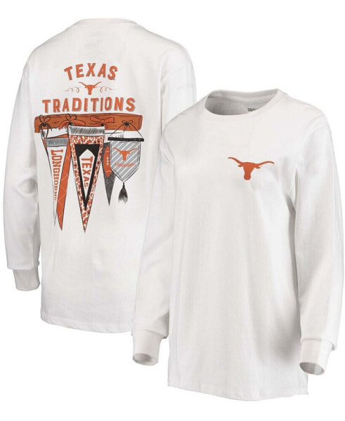 Women's White Texas Longhorns Traditions Pennant Long Sleeve T-shirt