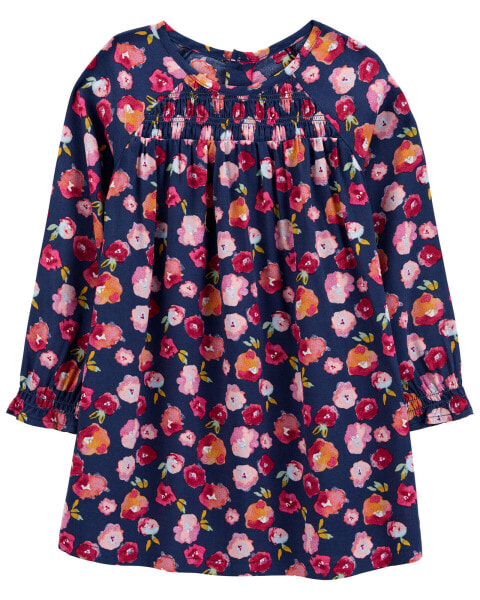 Toddler Navy Flower Babydoll Dress 4T