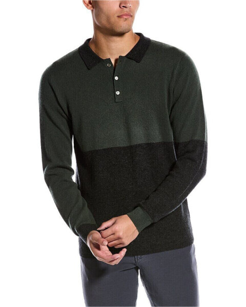 Scott & Scott London Colorblocked Wool & Cashmere-Blend Polo Shirt Men's Green M