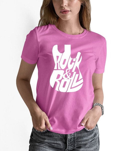 Women's Word Art Rock And Roll Guitar T-Shirt