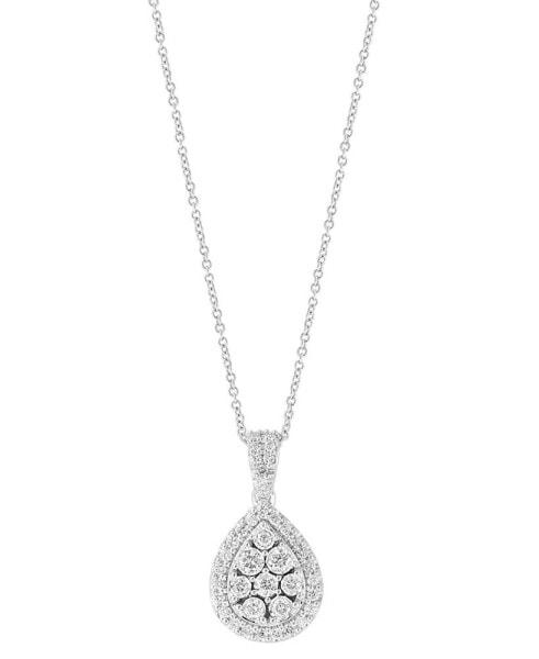 EFFY Collection eFFY® Diamond Teardrop Halo Cluster 18" Pendant Necklace (3/4 ct. t.w.) in 14k White Gold