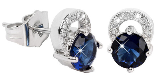 Beautiful glittering earrings with blue crystals