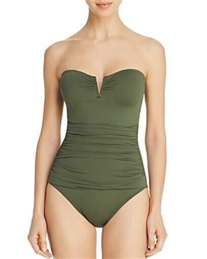 Tommy Bahama Women's 189647 Pearl V-Front Bandeau One-Piece Swimsuit Size 16