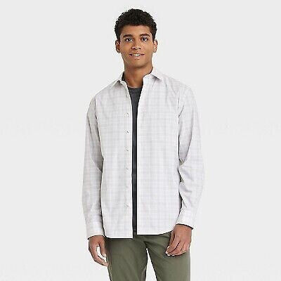 Men's Standard Fit Long Sleeve Checked Collared Button-Down Shirt - Goodfellow