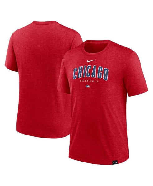 Men's Heather Red Chicago Cubs Authentic Collection Early Work Tri-Blend Performance T-shirt