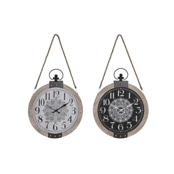 Настольные часы DKD Home Decor 40 x 6,5 x 46 cm Чёрный Белый Железо Mandala Деревянный MDF (2 штук)