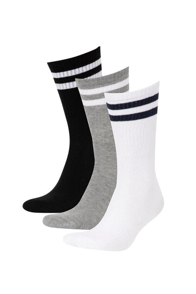 Erkek 3'lü Pamuklu Uzun Çorap Y2599azns