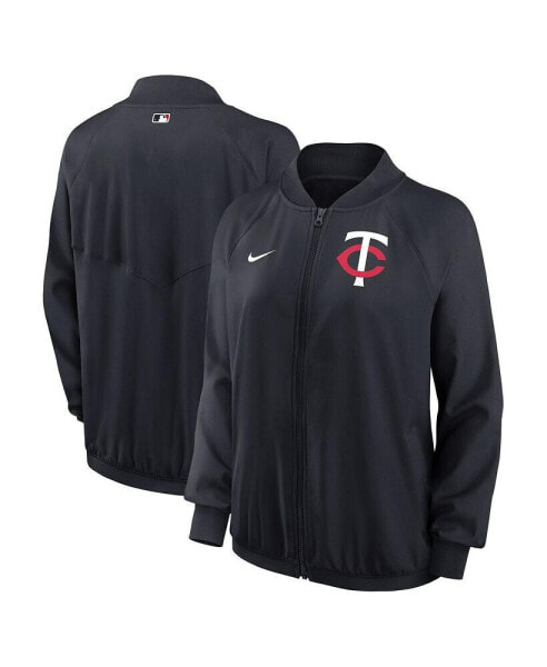 Свитшот Nike женский куртка с молнией Minnesota Twins Navy Authentic Collection Team Raglan Performance.