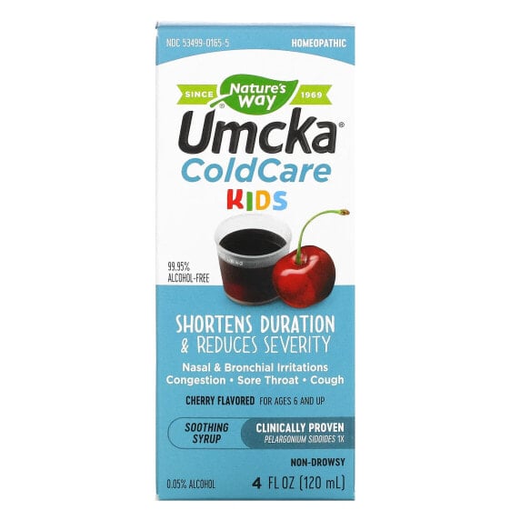 Детское сироп для облегчения простуды Umcka, Kids Cold Relief, Ages 1+, Cherry, 4 жидкие унции (120 мл) Nature's Way