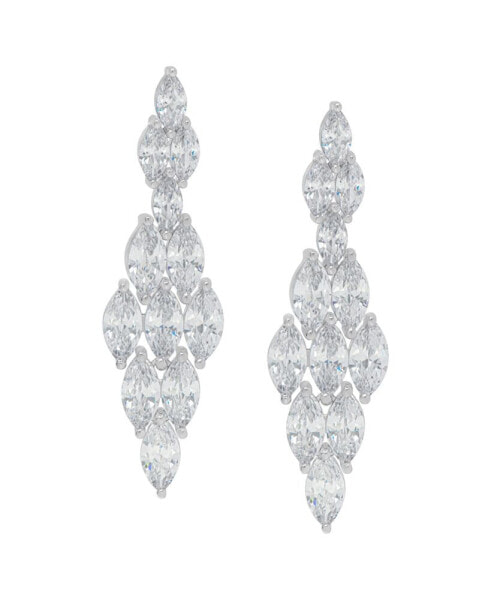 Fine Silver Plated Cubic Zirconia Chandelier Earrings