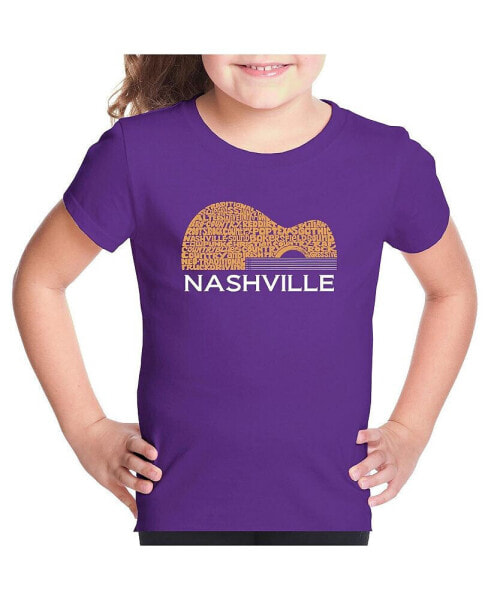 Child Nashville Guitar - Girl's Word Art T-Shirt