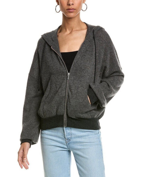 Brodie Cashmere Hot Fix Star Cashmere Zip Hoodie Women's