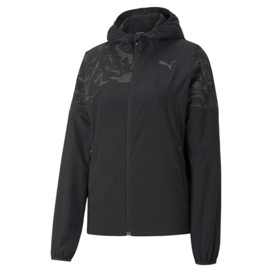Puma Performance Woven Full Zip Running Jacket Womens Black Casual Athletic Oute