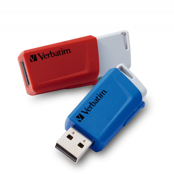 Verbatim Store 'n' Click - USB 2.0 Drive 3.2 GEN1 - 2x32 GB - Red/Blue - 32 GB - USB Type-A - 3.2 Gen 1 (3.1 Gen 1) - 80 MB/s - Slide - Blue - Grey - Red