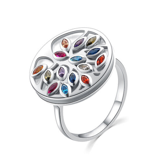 Original silver ring with colored zircons R00021