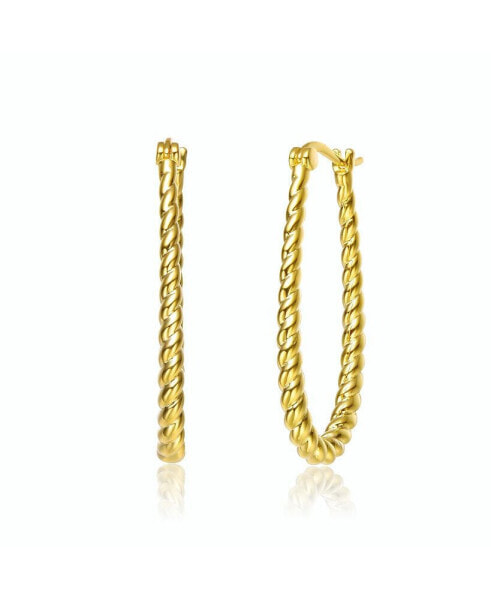 14K Gold Plated "U" Large Hoop Earrings