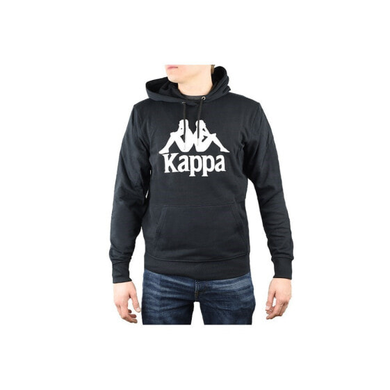 Мужское худи с капюшоном спортивное черное с логотипом Kappa Taino Hooded