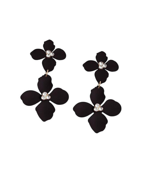Women's Black Flora Drop Earrings