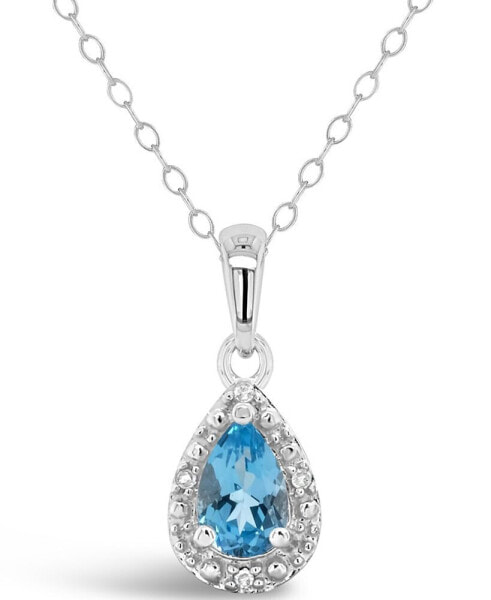 Macy's gemstone and Diamond Accent Pendant Necklace in Sterling Silver