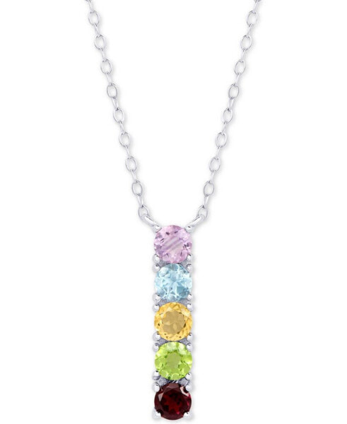 Multi-Gemstone Linear 18" Pendant Necklace (1-1/4 ct. t.w.) in Sterling Silver