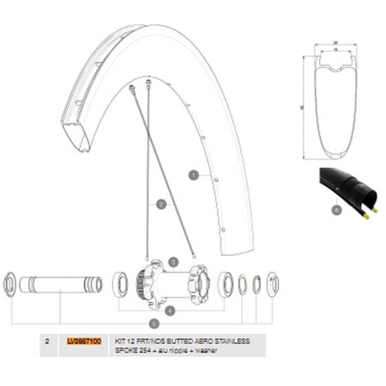 MAVIC Spokes Comete Pro Carbon SL Disc TDF Front/Rear Left 12 Units