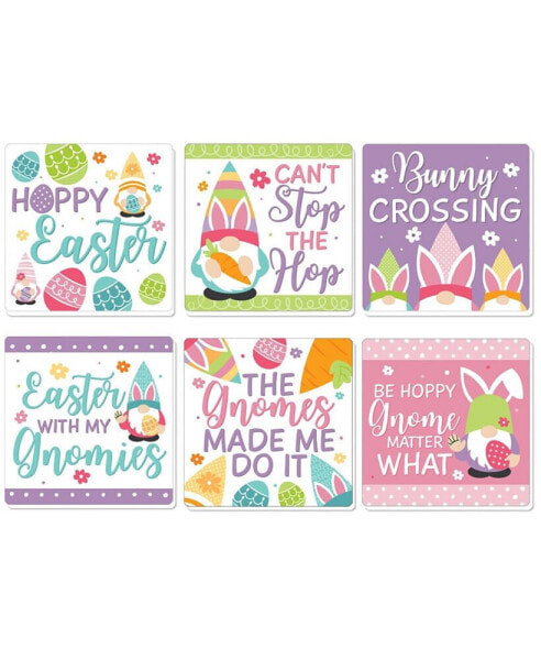 Easter Gnomes - Funny Spring Bunny Party Decorations - Drink Coasters - Set of 6