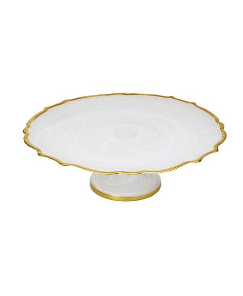 Alabaster Cake Stand with Gold-tone Trim