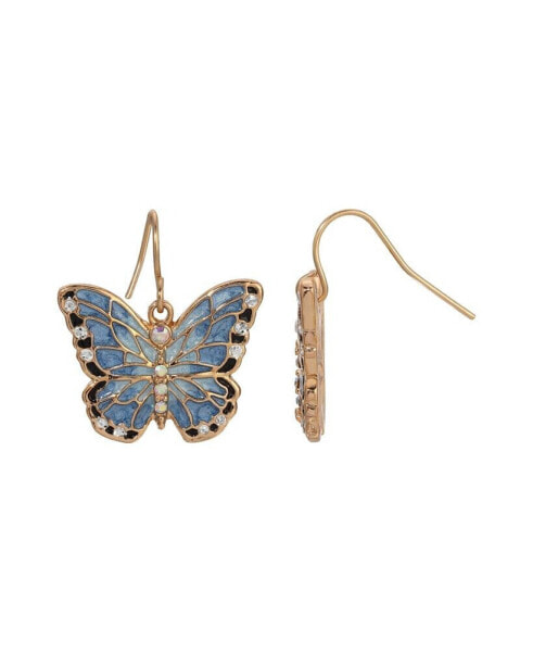 Enamel Crystal Butterfly Earrings