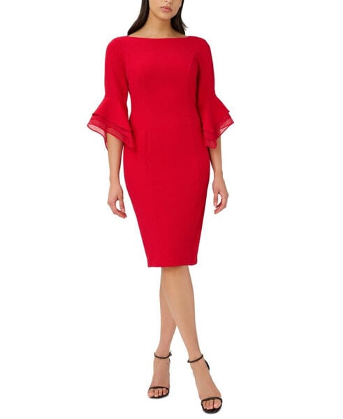 Women's Tiered-Cuff 3/4-Sleeve Sheath Dress