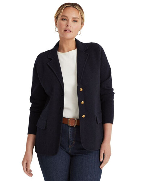 Women's Plus Size Combed Cotton Single-Breasted Blazer