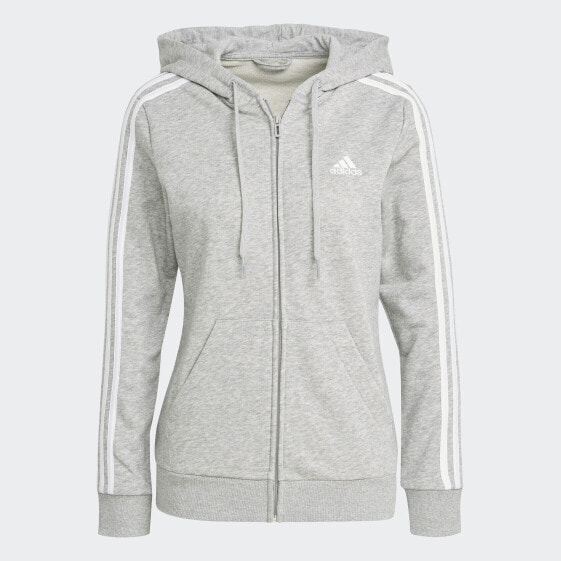 adidas women Essentials French Terry 3-Stripes Full-Zip Hoodie